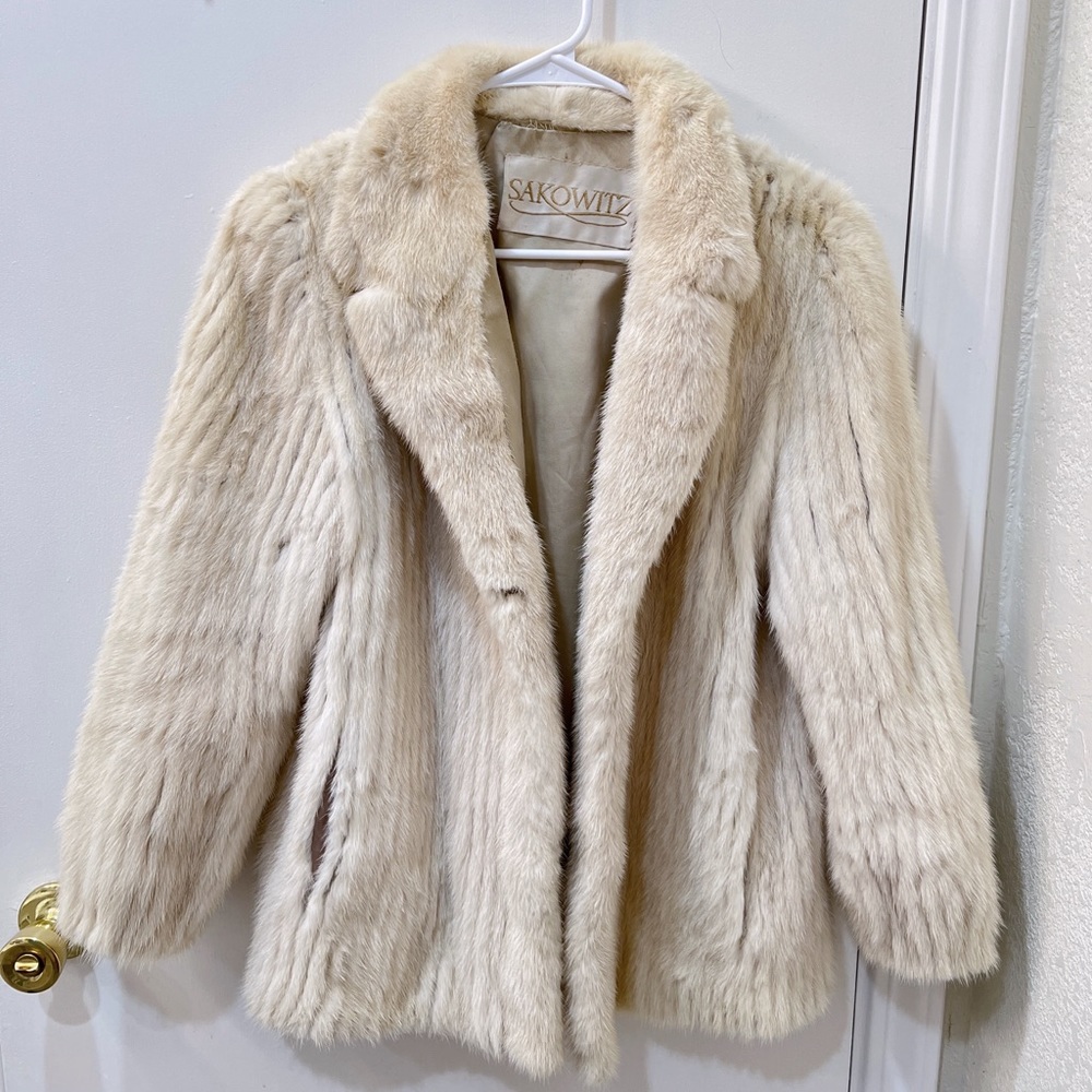 Cream genuine mink jacket